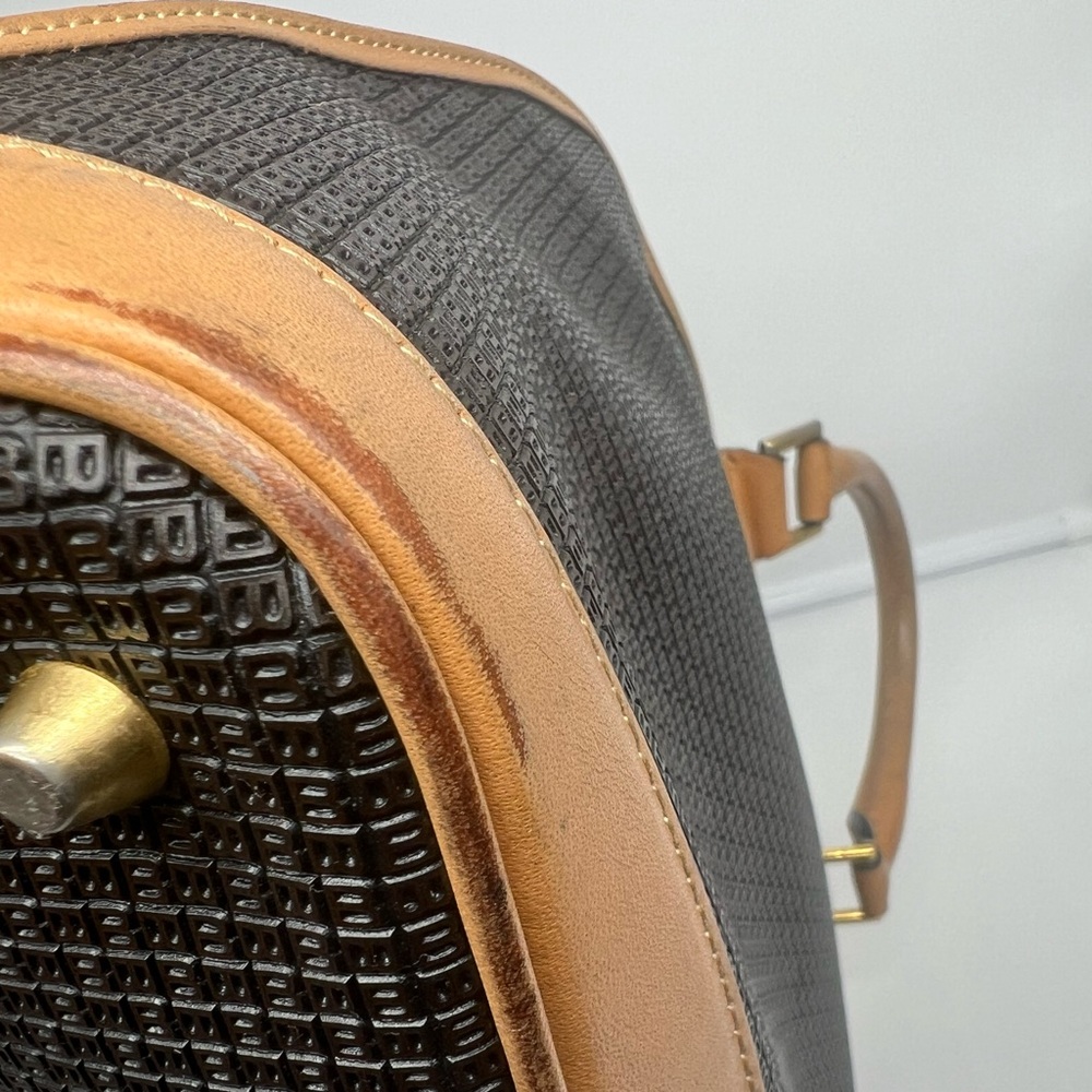 BALLY Vintage Monogram Bolide Tan Brown Leather Black Vinyl Leather Doctor Bag - Picture 14 of 14